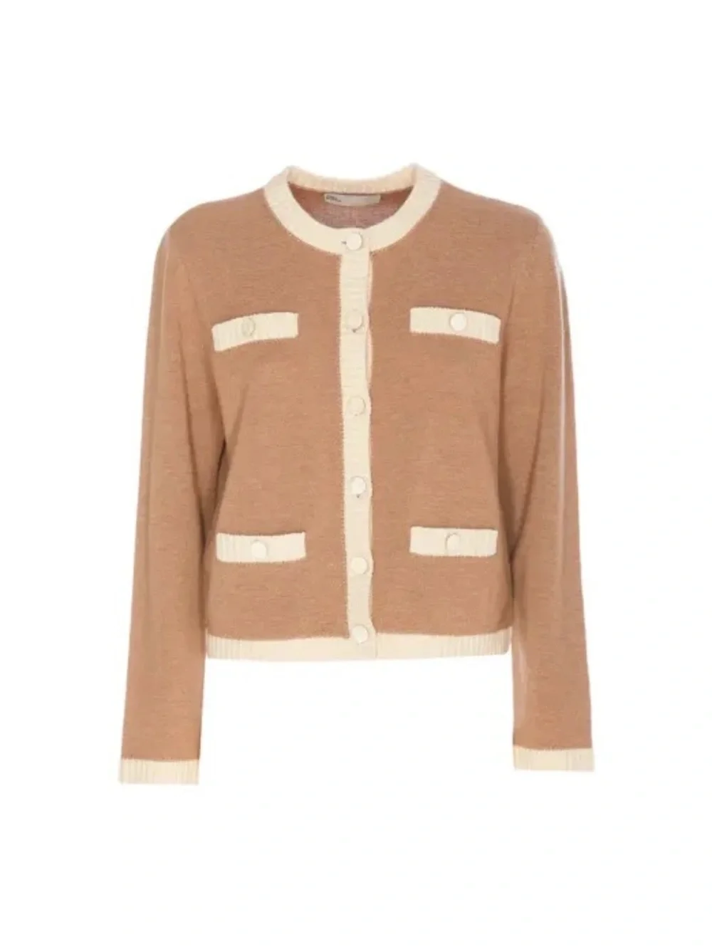 Tory Burch Kendra Cardigan Camel with Cream Trim